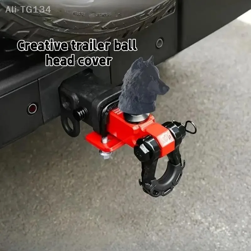 غطاء وصلة مقطورة بتصميم رأس الذئب، غطاء حماية بلاستيكي، خطاف كرة سحب مزخرف يمنع الصدأ من أنبوب الاستقبال