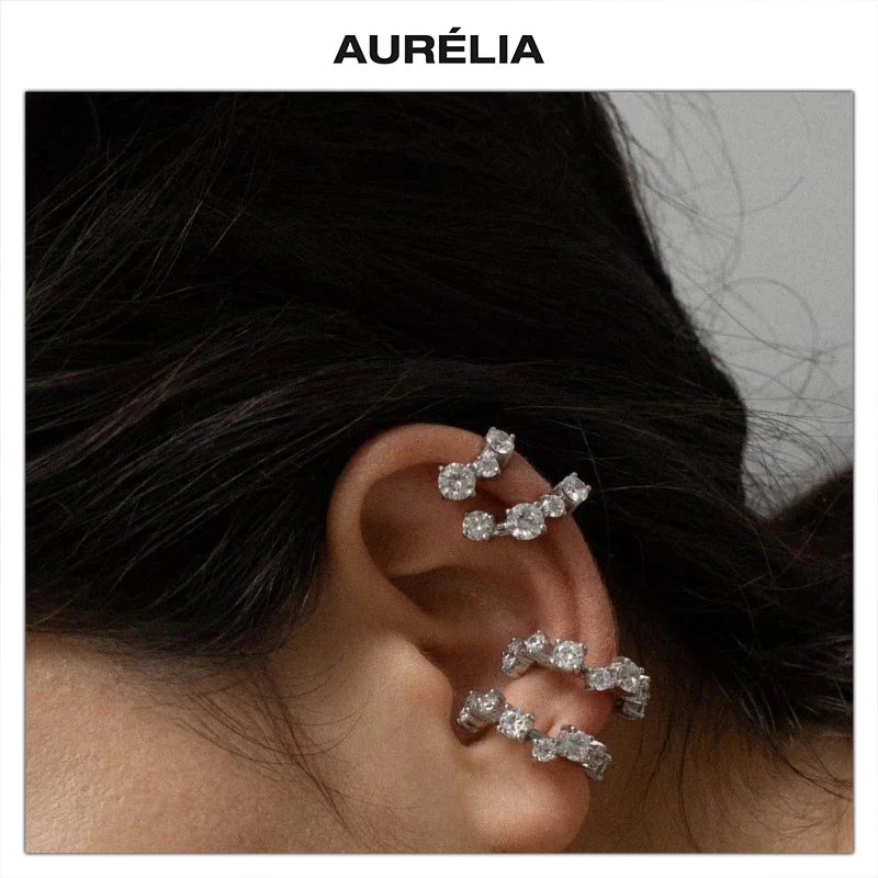 Mode Einzigartiges Design Kupfer Überzogene Platin Zirkon Ohrringe Ohr Manschetten Frau Zarte Schmuck Party Zubehör Trend