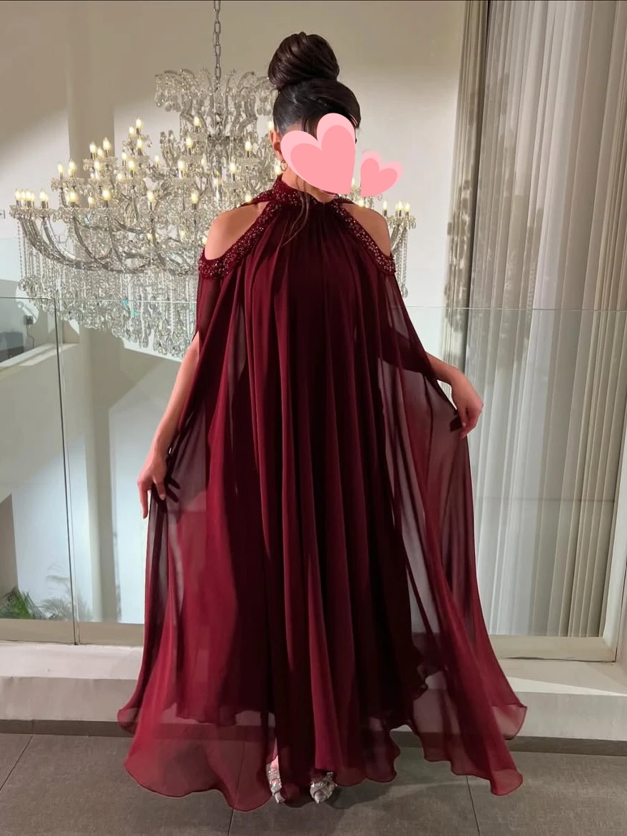 

Oisslec Dress Elegant Vintage Sweet Sexy Red Chiffon Beads Stylish Customize Formal Occasion Prom Dress Evening Party Gowns