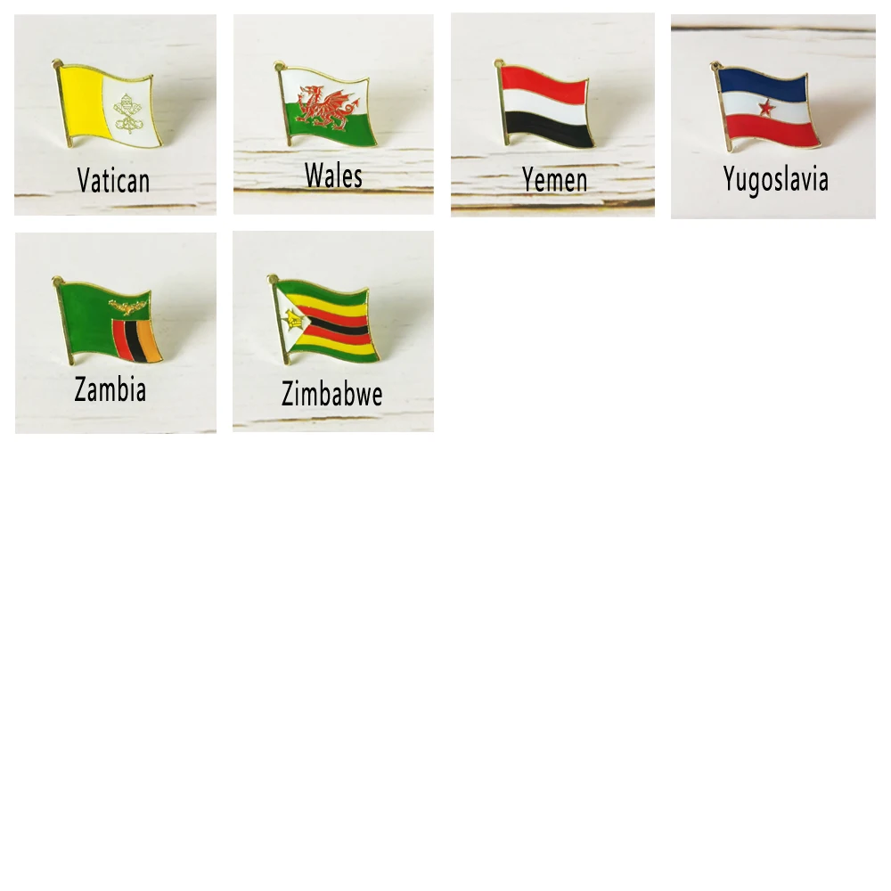 Flaga narodowa Metalowa przypinka do klapy Odznaka kraju Cały świat Watykan Walia Jemen Jugosławia Zambia Zimbabwe
