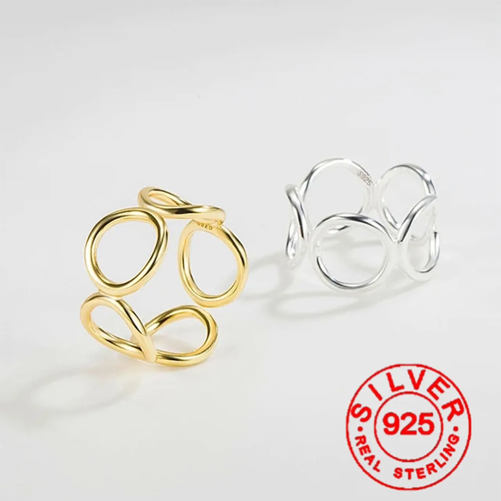 BFCLUB  Silver Color Circle Hollow Open Rings For Women Gold Plated Trendy Retro Anillos Party Gifts Accessories