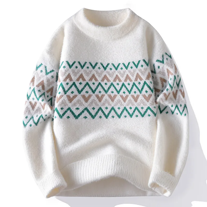 

Thiened круглый вязаный свитер Ne, мужской зимний теплый повседневный свитер из ткани Woodpeer из норки, основа для подростков и студентов