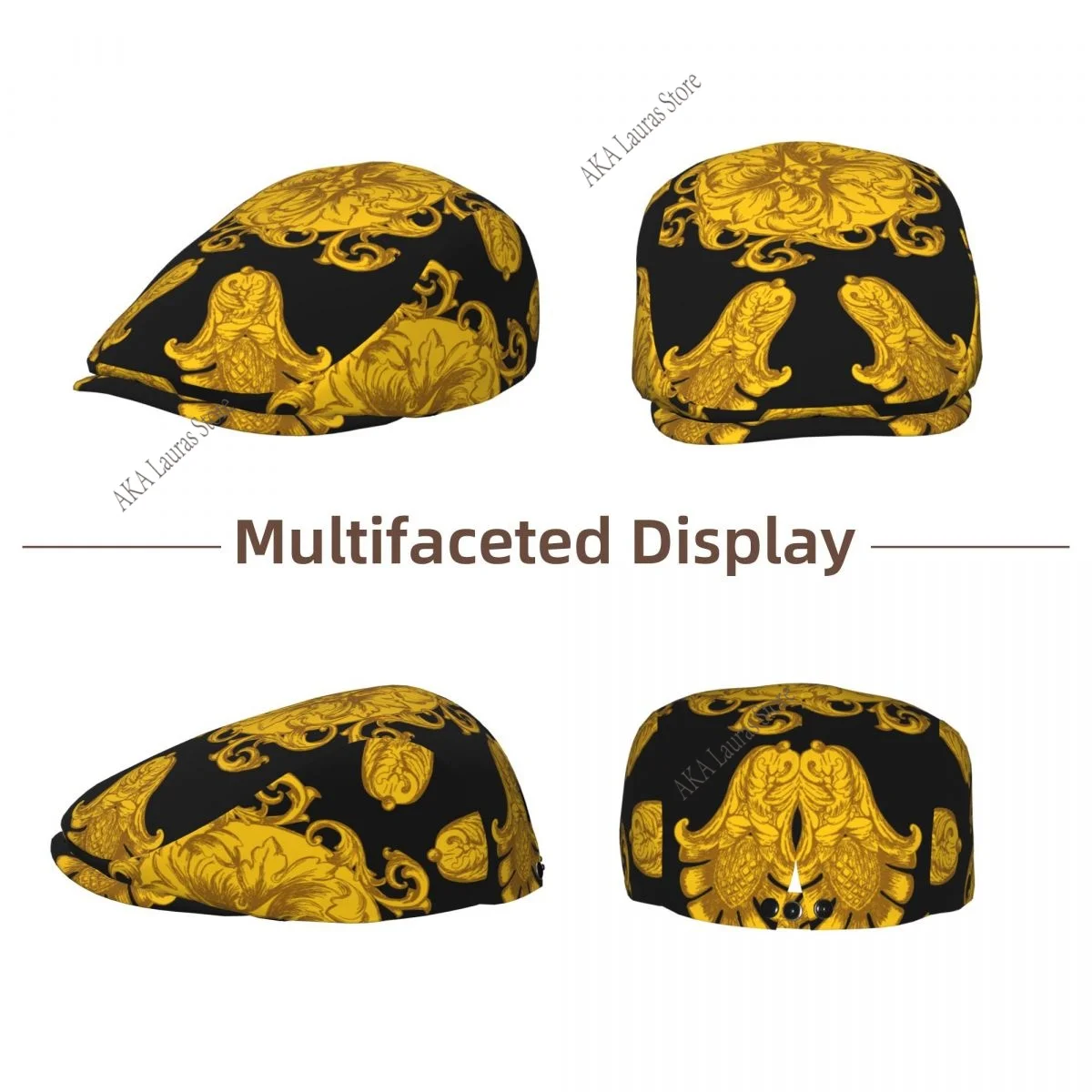 Newsboy Cap Golden-baroque-elements Vintage Casual Cap Berets Visor Gatsby Flat Ivy Hat Elegant Men's Beret