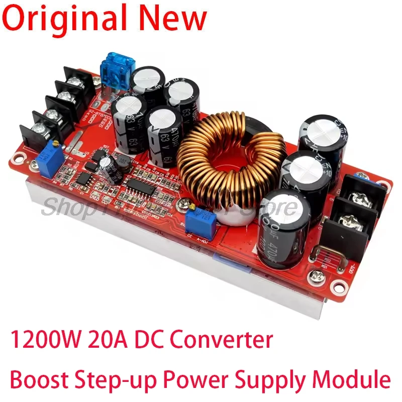 1pcs/lot 1200W 20A DC Converter Boost Step-up Power Supply Module IN 8-60V OUT 12-83V With Heat Sink 1200 W 12V to 24V 48V