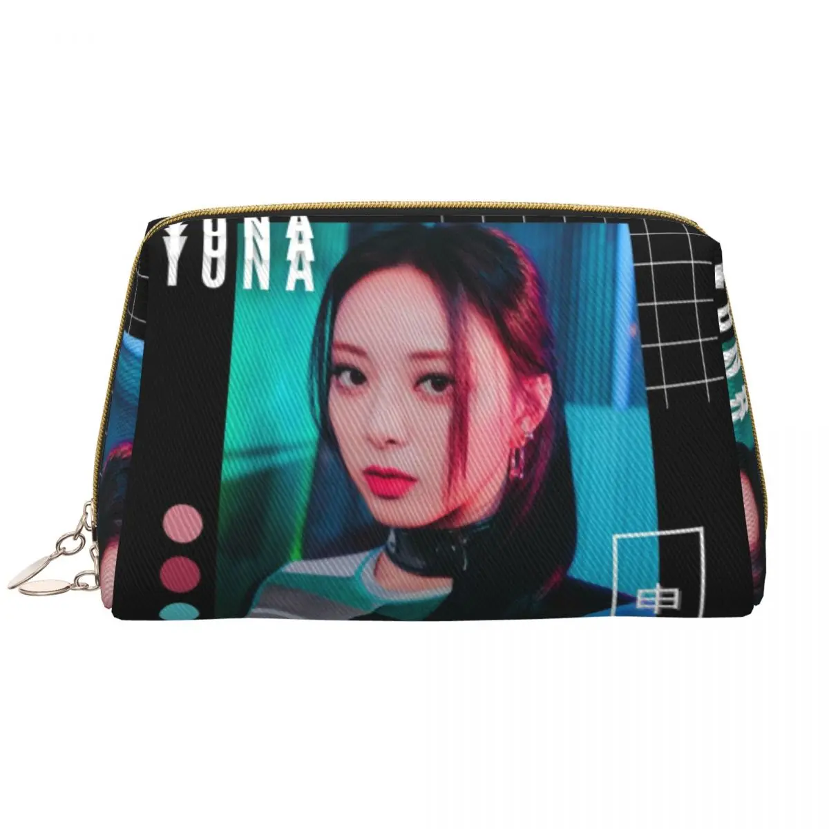 Custom ITZYS Yuna Voltage Vaporwave Travel Cosmetic Bag Women Makeup Toiletry Organizer Lady Beauty Storage Dopp Kit