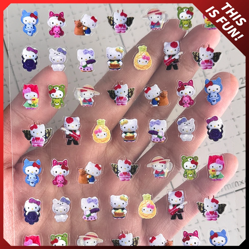 1Pcs Cute Cartoon Figure Hellokitty Mymelody Cinnamoroll 3D Stereo Diy Nail Art Sanriod Sticker Girl Party Gift Birthday Present