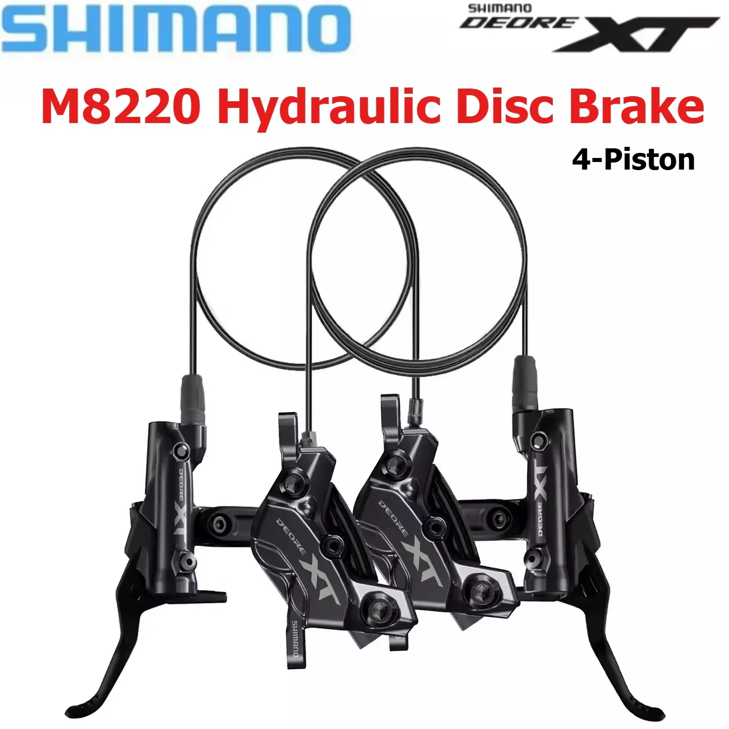 SHIMANO XT M8220 4 Piston Hydraulic Disc Brake High end Trail Enduro MTB Brake with P03A Resin Pads with Cooling Fins