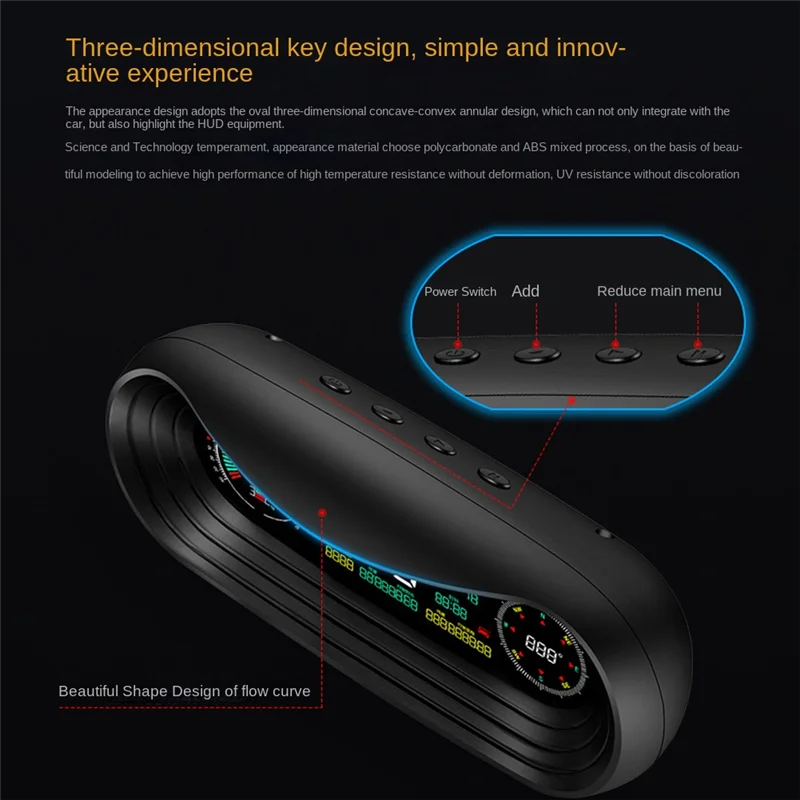

P18 HUD Head Up Display Car 4X4inclinometer Off-Road GPS Tracker Speedometer Gradient Meter Auto Tools For All Car Replacement