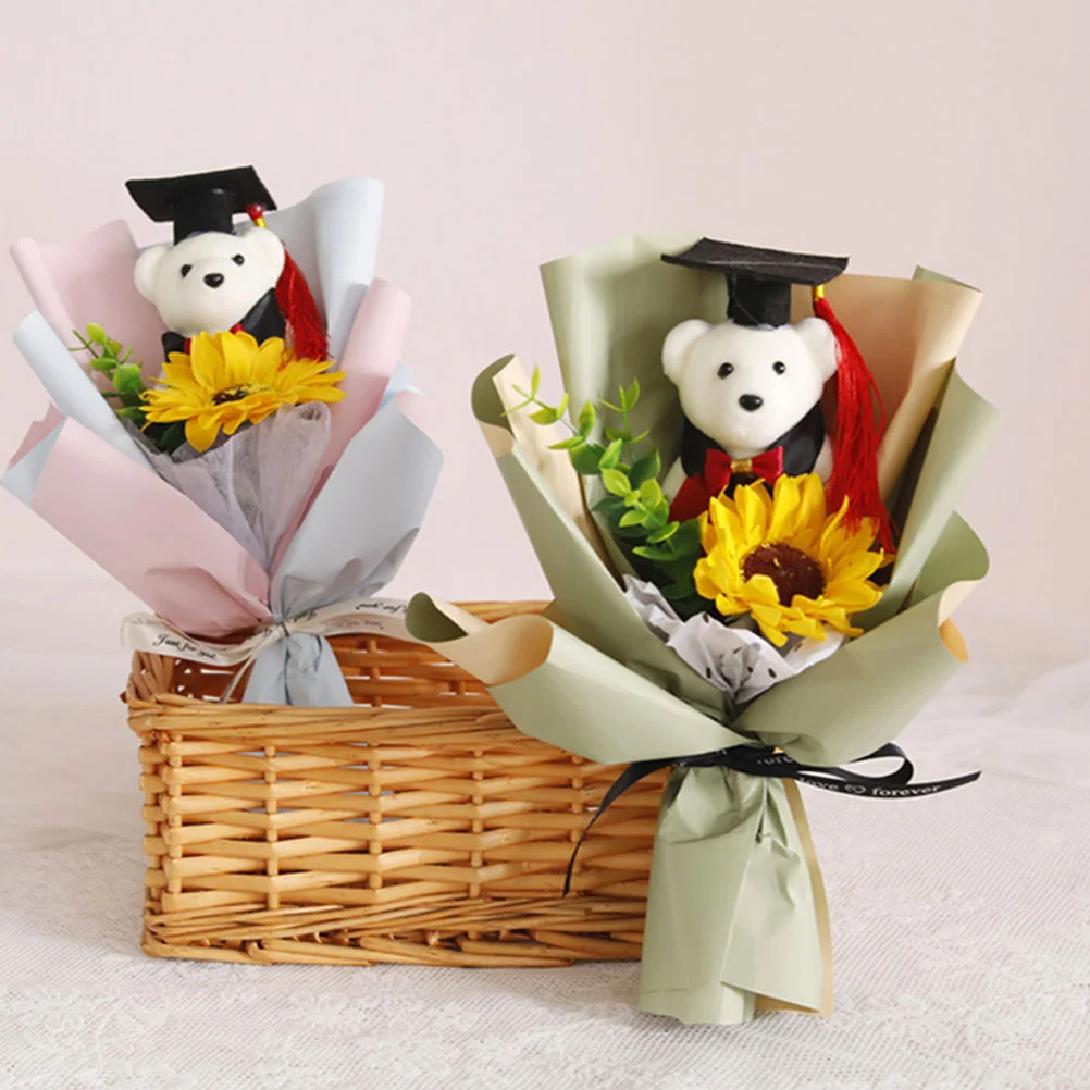 5 Pcs Gift Toy Flower Bouquet Bear Soft Stuffed Cloth Foam Graduation Mini Bears DIY Supply