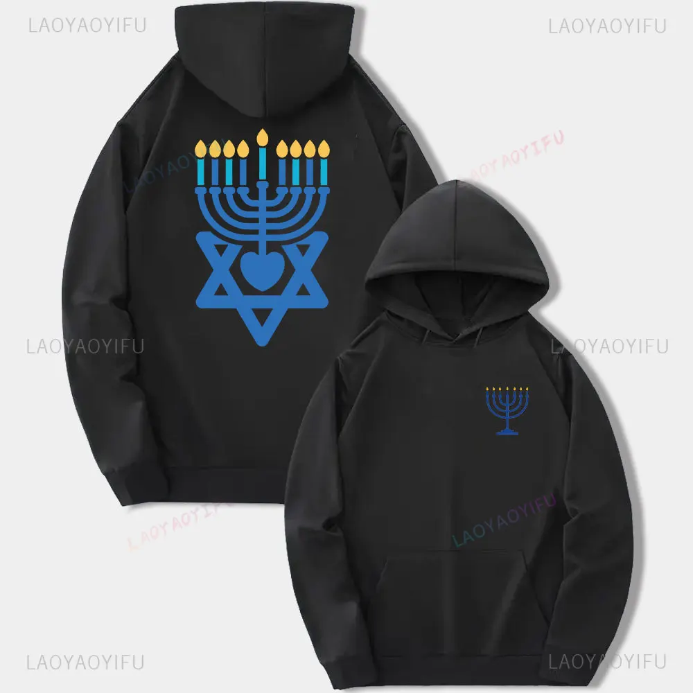 Happy Hanukkah Hoodie Woman Man Dreidel Sweater Unisex Hanukkah Hoodies Jewish Religious Outfits Chanukah Holiday Clothing Gifts