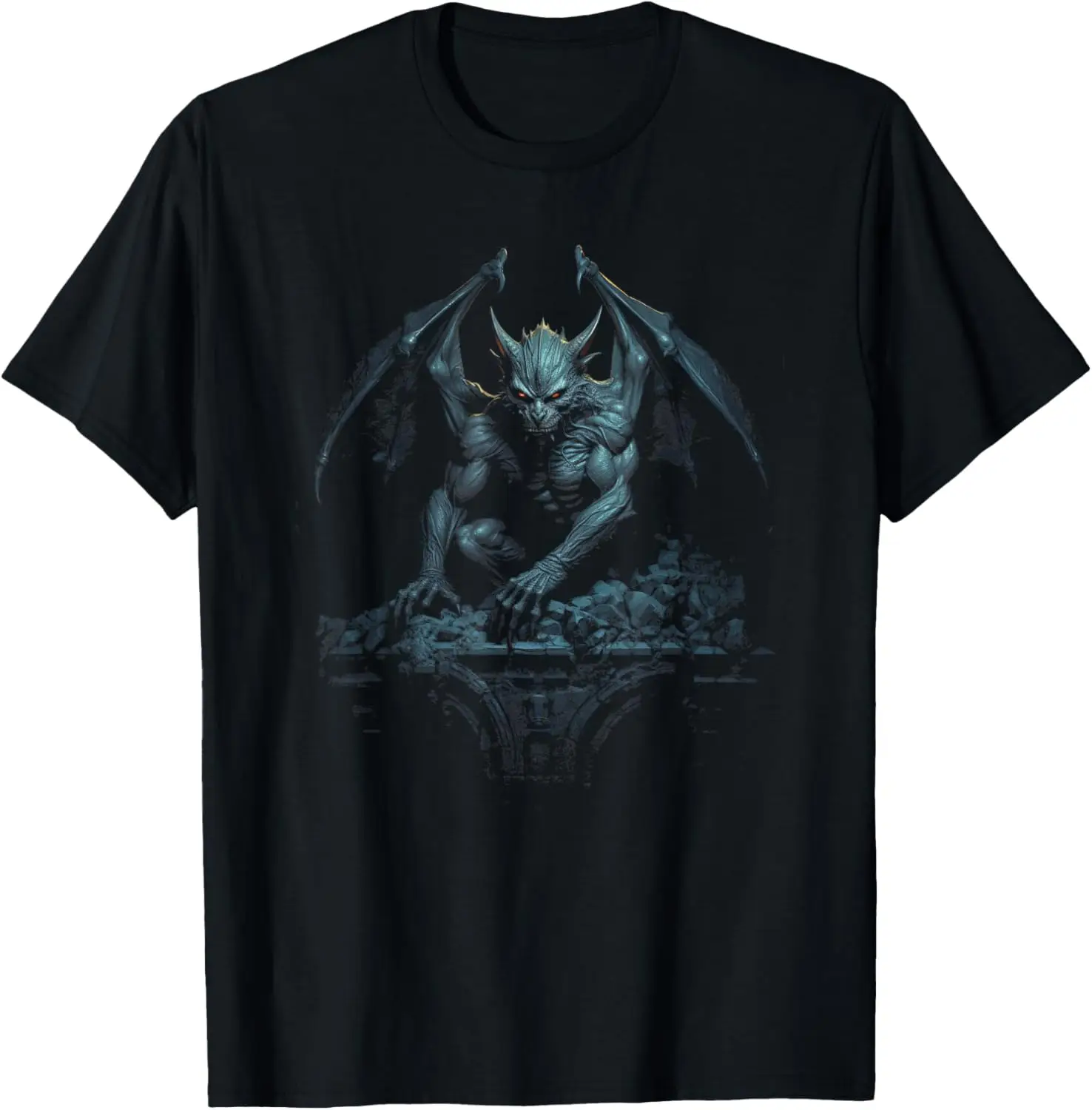 Gothic Gargoyle Statue - Halloween Gargoyle Graphic T-Shirt