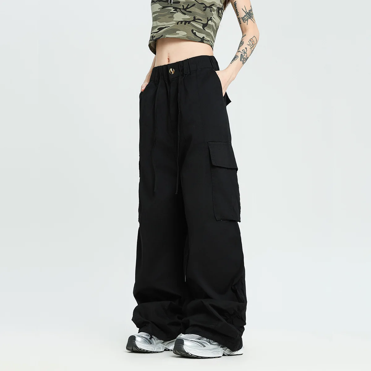 OR FL Cleanfit American Retro 100 Cotton Women Cargo Trousers Women's Staraight Trendy Brand Versatile Wide Leg Pants Y2k Slacks