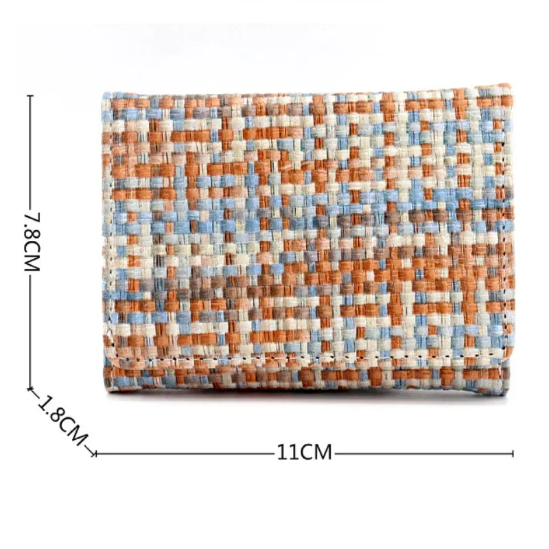 Nieuwe Mode Geweven Patroon Pu Opvouwbare Portemonnee Voor Vrouwen Multifunctionele Korte Portemonnee Multi-Card Slot Kaarthouder Id Tas
