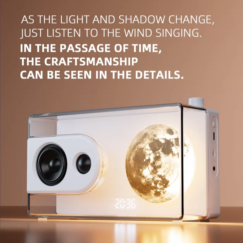 

New Moonlight Treasure Box BT Speaker for Creative Decor Desktop Clock Ambient Night Light Portable HIFI Sound Speaker Lamp