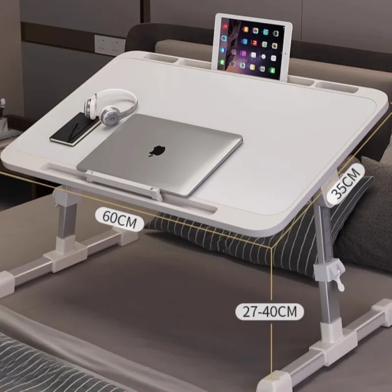 طاولة كمبيوتر محمول بجانب السرير قابلة للتعديل، مكتب سرير مع فتحة، حامل قابل لضبط الارتفاع، سطح عمل نافذة الخليج لاستخدام الكمبيوتر المحمول