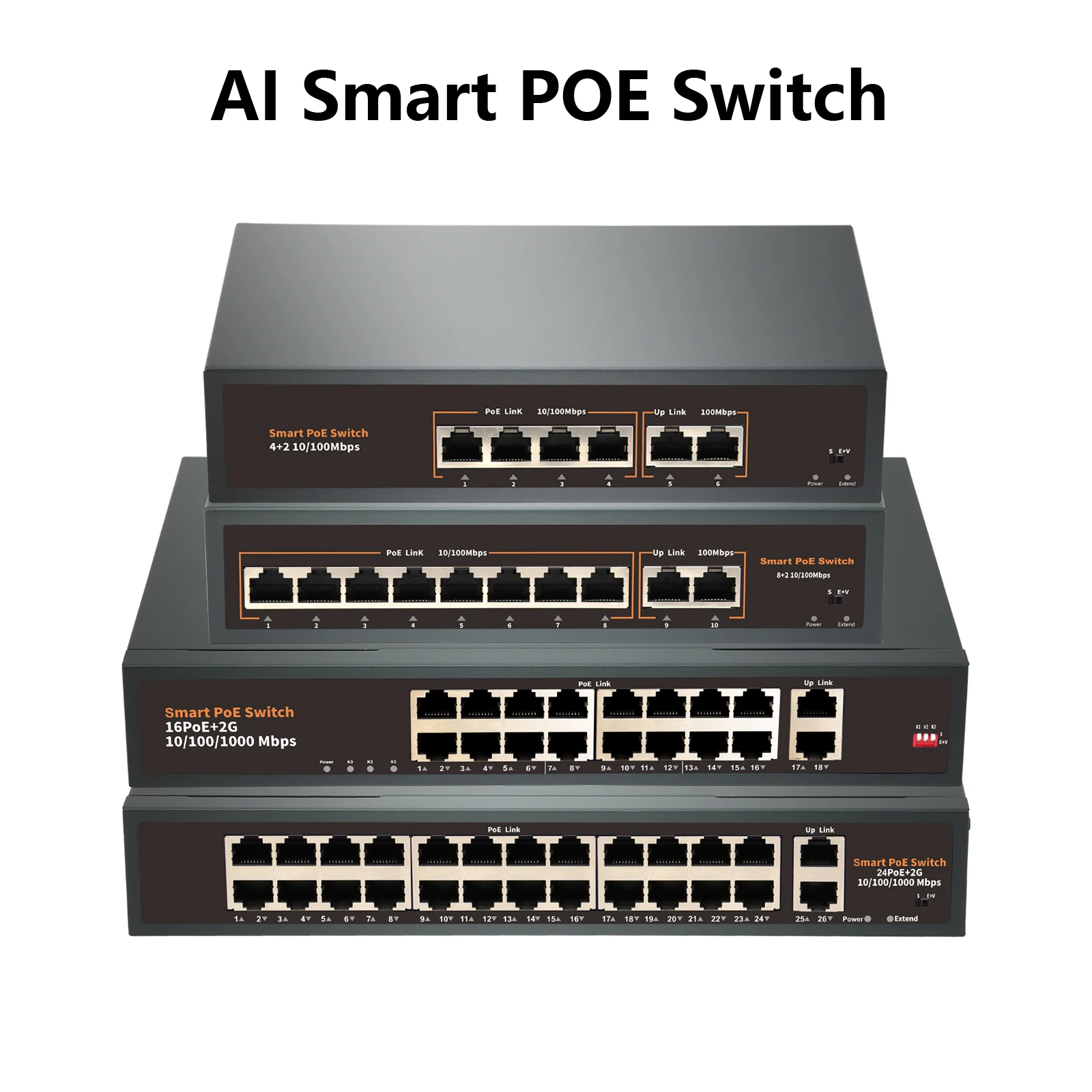 Commutateur POE 8 ports 100Mbps/1000Mbps Gigabit, avec IEEE 802 PG/at 4/8/16/24 ports, commutateur réseau pour caméra IP AI Smart 52V