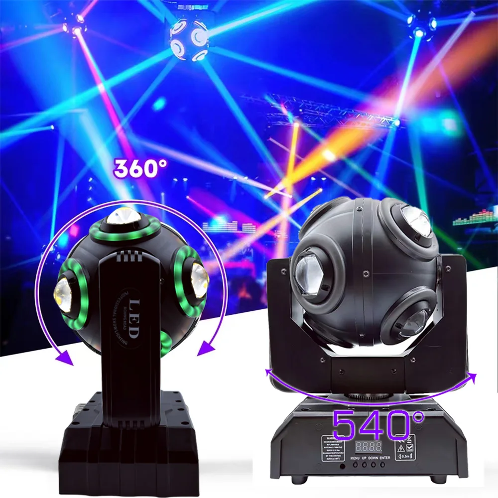 200WMoving Head Light 360°Rotation RGBW Ball Beam Stage Light Christmas DMX512 16CH DJ Lights For Disco Audience Wedding Parties