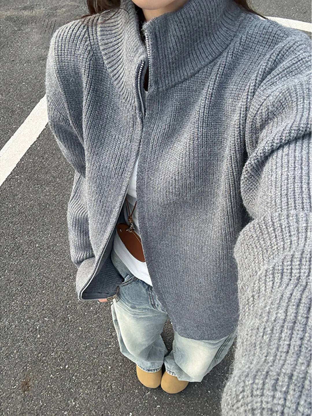 

Мужской свитер Cleanfit с воротником-стойкой на молнии, повседневный, свободного кроя, осенний, дышащий, из полиэстера