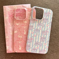 Ins Cartoon Animal Pink Squirrel Cat Phone Case for iPhone 16 15 14 13 12 11 Pro Max XS XR XSMax 6 7 8 Plus Glossy HD Cover