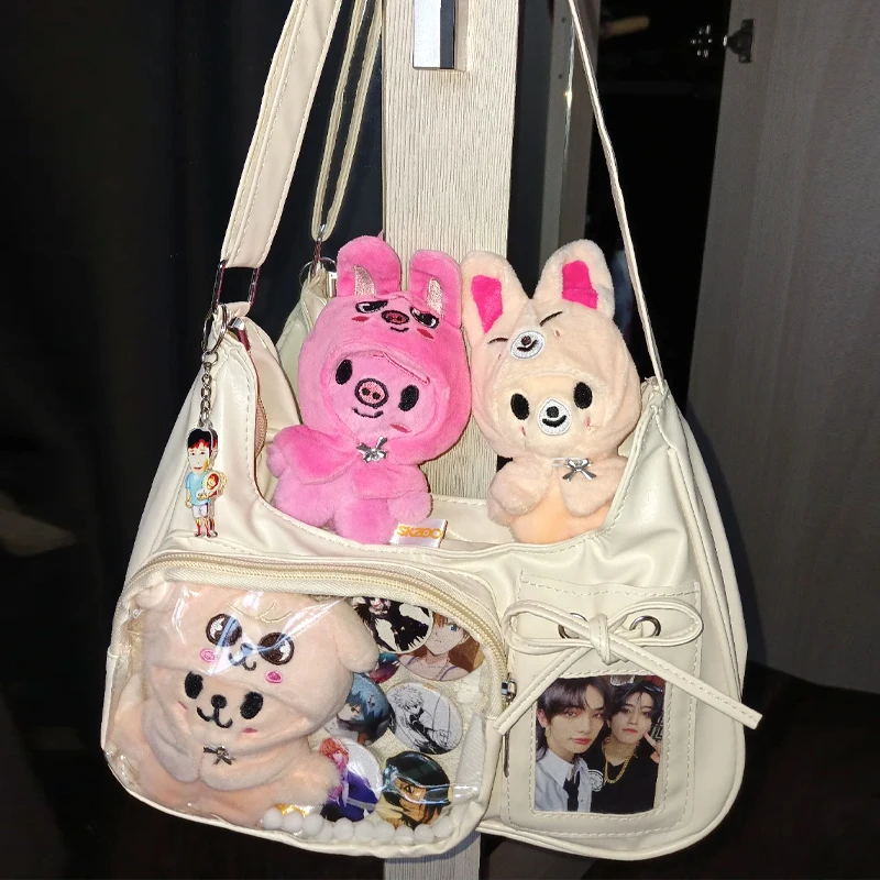 

Girls DIY Women Y2K Harajuku School Bags Korean Transparent Ita Bag School Crossbody Anime Display Plate Handbag Toy
