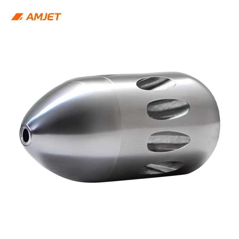 AMJET Stainless Steel Rocket Nozzle Applicable 300Bar 150-400MM Sewer Jet Cleaning Drain Nozzle for Unclogging Drainage System