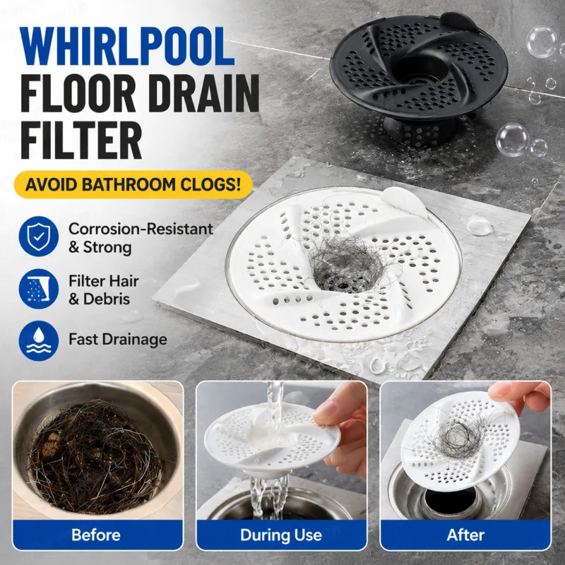 Vortex Drain Cover Hair Catcher Bathroom Sink Strainer Rotating Insect Proof Anti Clog Filter for Shower Floor Drain