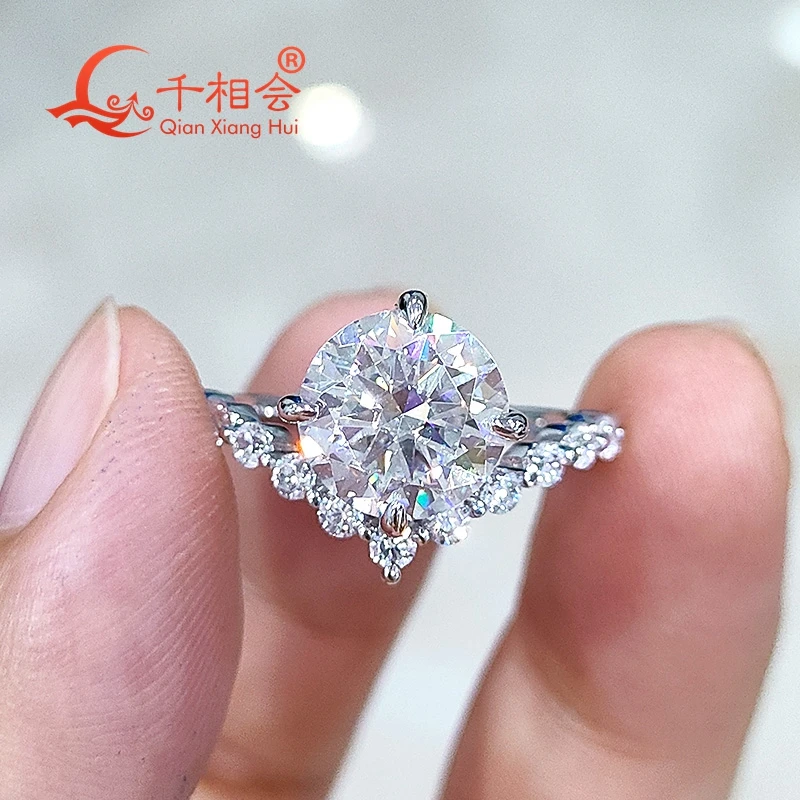 

3ct 9mm round shape Irregular Sorting ring D vvs white moissanite S925 Sterling Silver Jewelry Engagement Ladies