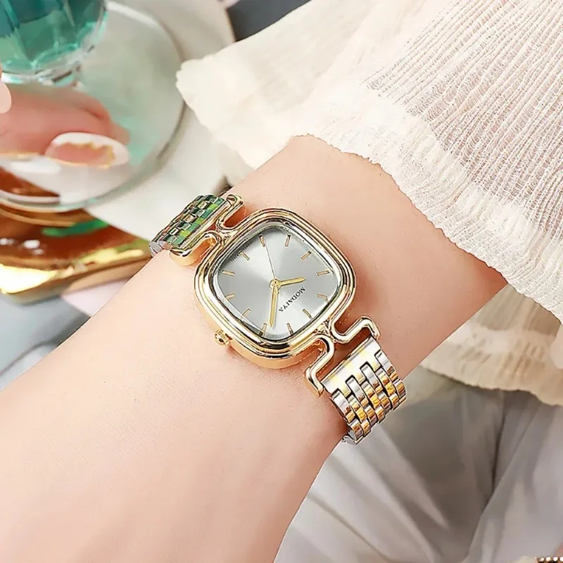 New Fashion Simple Casual and Versatile Women\'s Watch Stainless Steel Strap Wristwatch Female Small Square Quartz Watch Clock