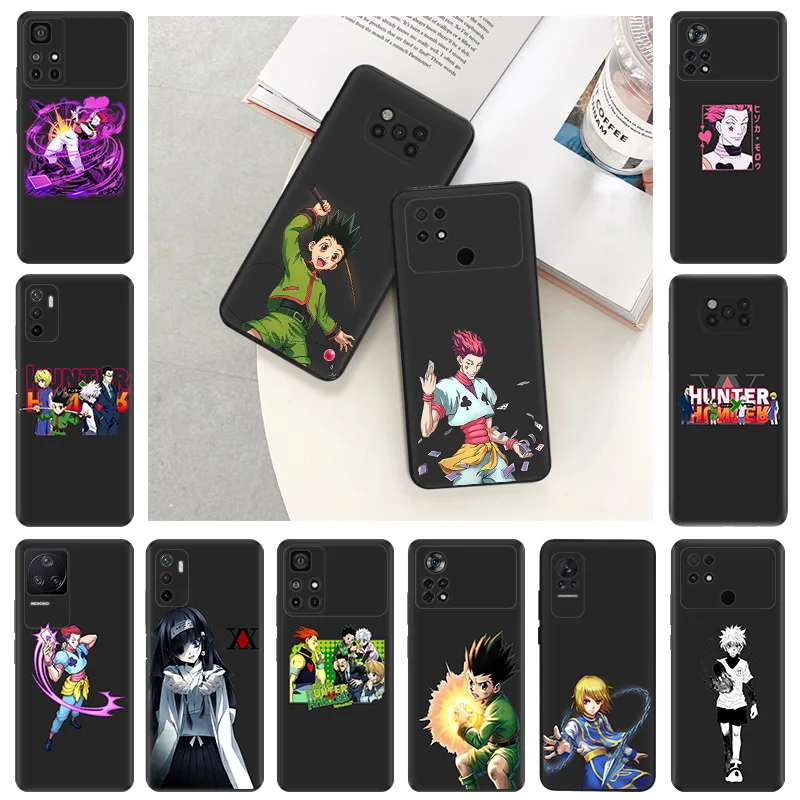 Black Matte Anti-Drop Phone Case For Xiaomi Poco X5 X4 X3 F5 F4 GT F3 M5 M4 M3 C51 C50 C40 Hunter X Hunter Killua Zoldyck Cover