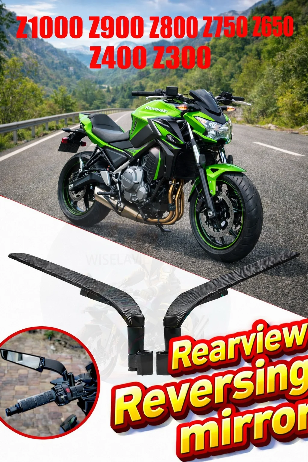 Für Z1000 Z900 Z800 Z750 Z650 Z400 Z300 Motorrad-Spiegel Stealth Winglets Rückspiegel
