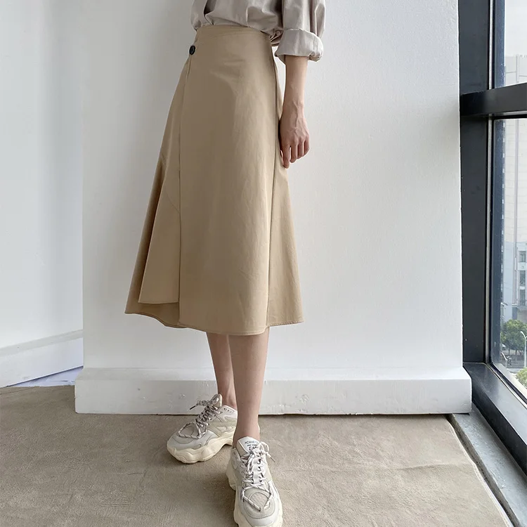 

Новая асимметричная юбка RJC CHIC из чесаного хлопка с косым узором, А-силуэт, с завышенной талией, весна-лето