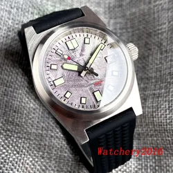 38mm New Tandorio AR Sapphire Glass NH35 NH35A Brushed 200M Grey Meteorite Pattern Luminous Mechanical Mens Diver Watch