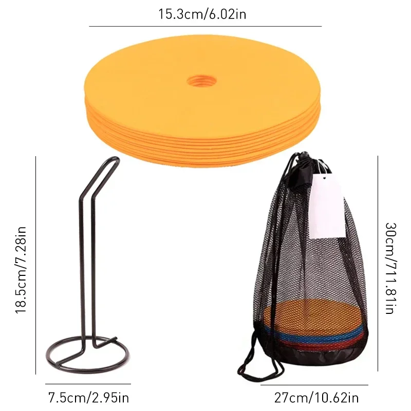 Marcador de conos planos de fútbol para 20 piezas, disco de baloncesto, deportes de velocidad, agilidad, equipo de entrenamiento portátil