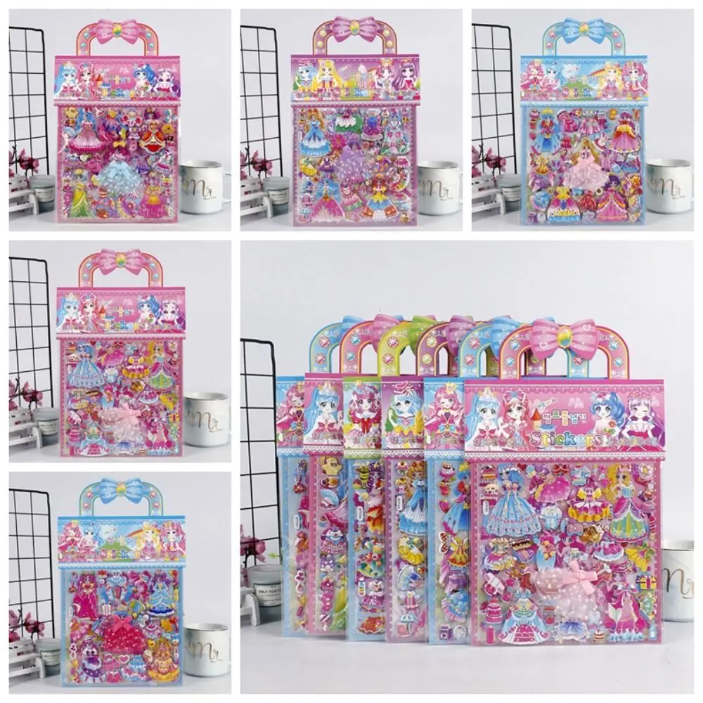 2 Sheets/Bag Stationery Kawaii Stereo Bubble Sticker Cartoon Princess Dress Up 3D Foam Sticker Fun DIY Cute Sticker Children