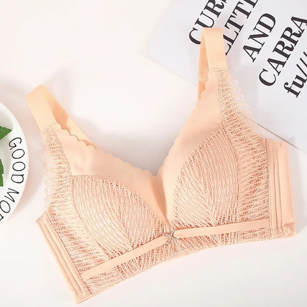 Non-Steel Ring Gathered Brassiere Soft Fabric Gathered Design Wireless Bra Small Breasts Fit Wireless Structure