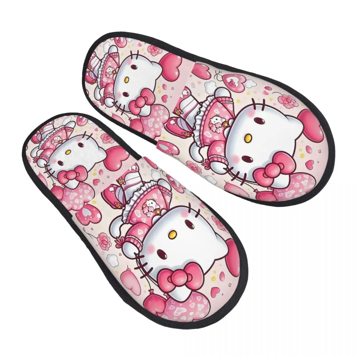 

Милые удобные тапочки из пены с эффектом памяти в стиле аниме «Hello Kitty», женские кавайные японские спа-домашние туфли