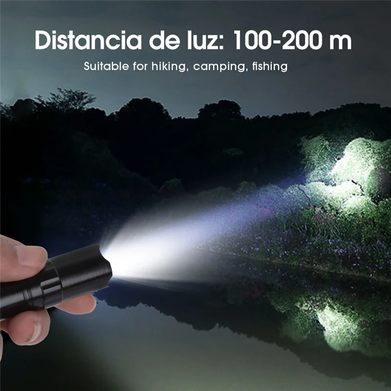 Portable LED Flashlight Outdoor Waterproof Aluminium Small Electric Torch High Power Light for Travel Camping Hiking Flashlights