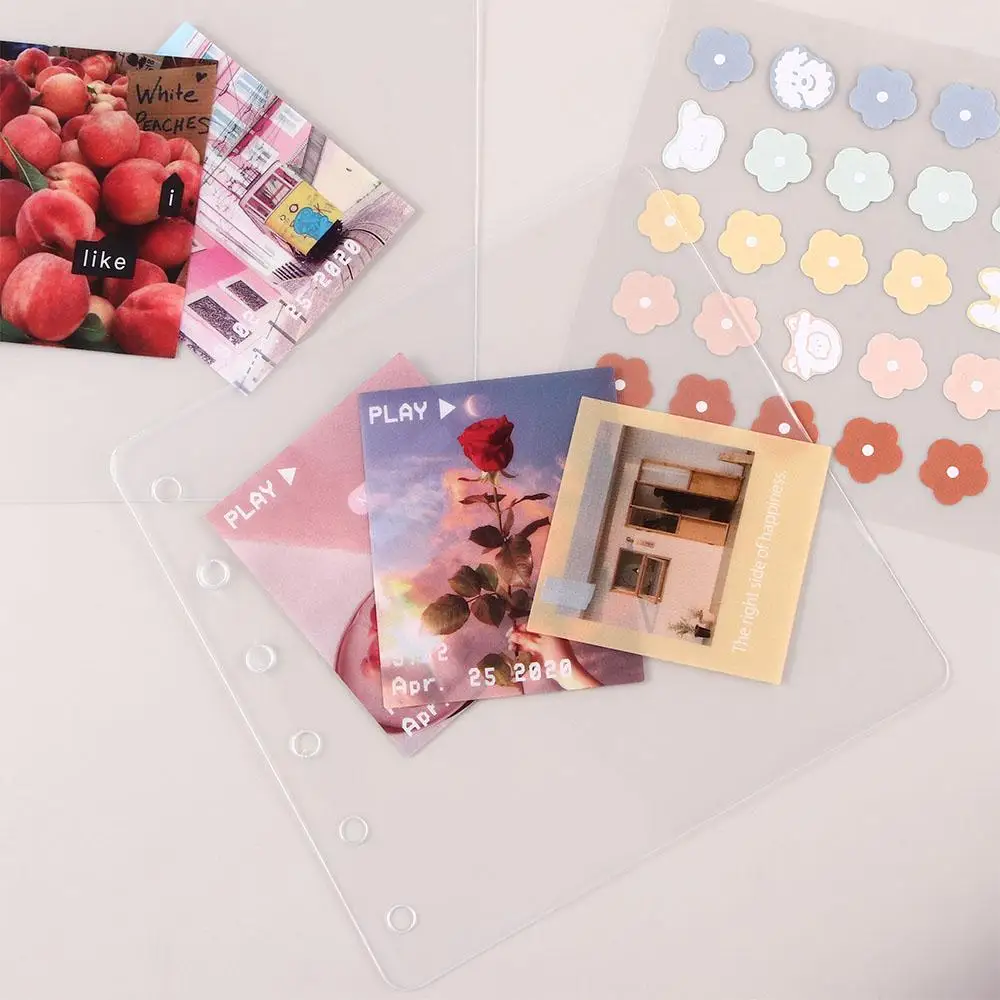 Kawaii School Supplies Card Book A7 Notebook Planner Photo Collect Book Glitter Journals Square Loose Leaf Binder Notebook