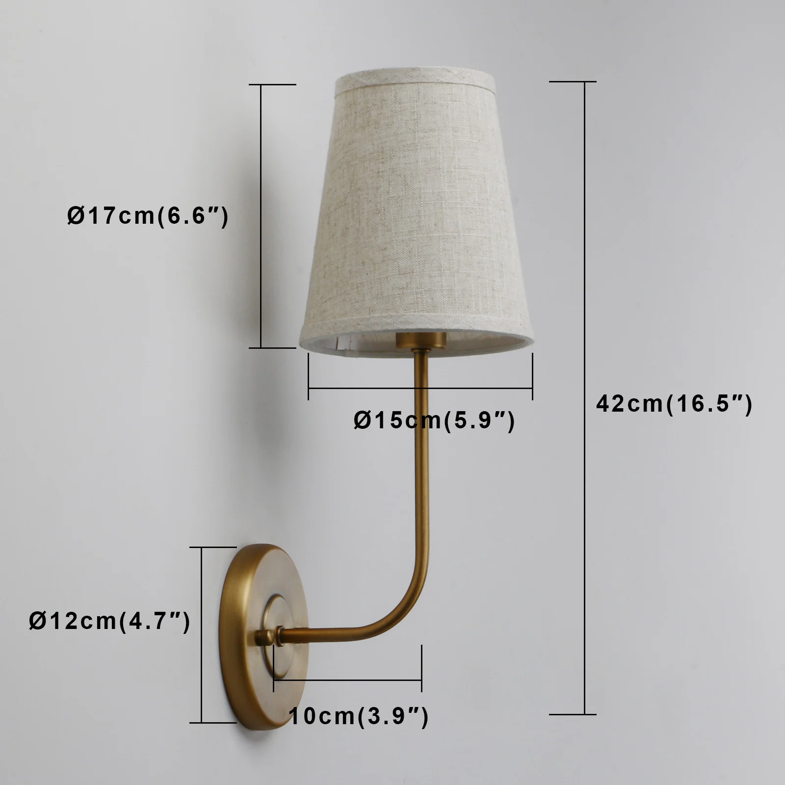 Imagem -03 - Phansthy-classic Country Lâmpada de Parede com Funil Queimado Tecido de Linho Sombra Quarto Bedside Reading Light Único Industrial Wall Lamp