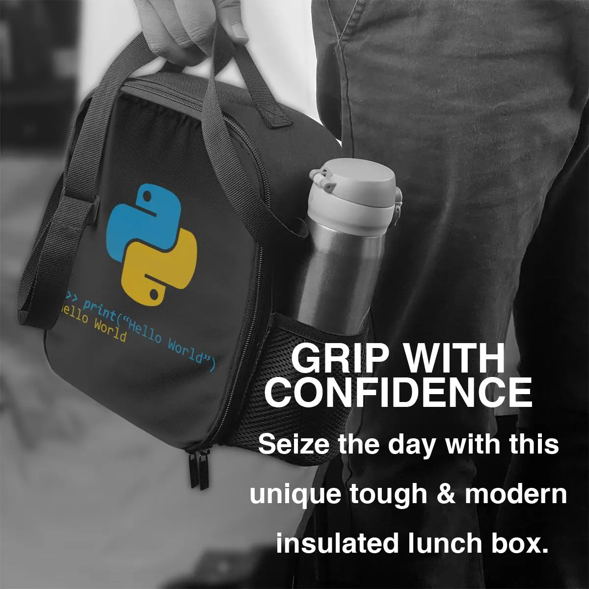 Bolsa de almuerzo aislada térmica Python, programador, codificador de programación, almuerzo portátil, Picnic, caja de comida Bento, Desarrollador de computadora