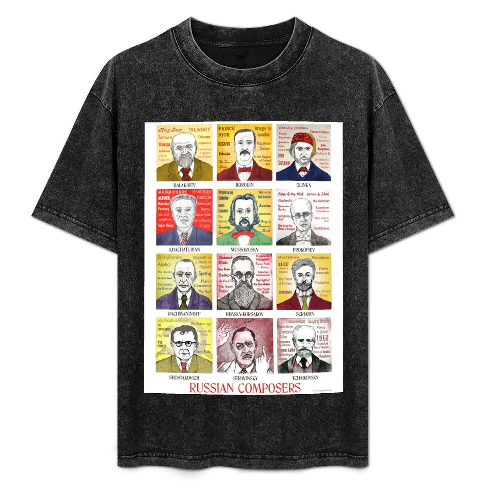 

12 Russian Composer Portraits T-Shirt Anti-Wrinkle Short Sleeve T-Shirt