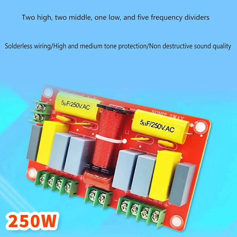 250W Crossover Module 2 High 2 Medium And 1 Low Five Crossover Hifi Hi-Fi Home Theater Audio Crossover Spare Parts Accessories