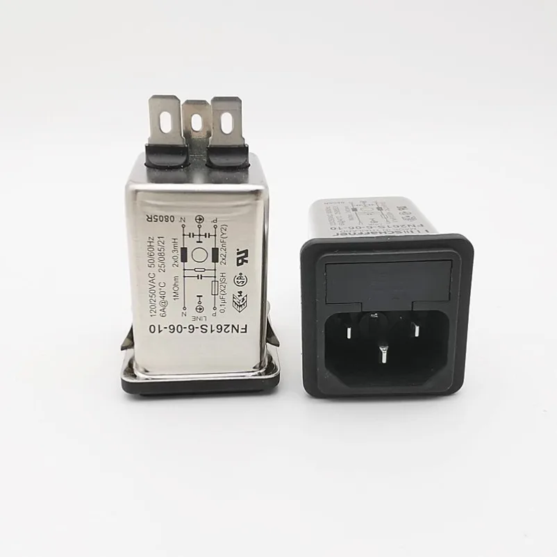 FN261S-6-06-10 FN9260B-6-06 IEC Inlet Power Filter 6A 250VAC Noise Reduction Power Entry Module