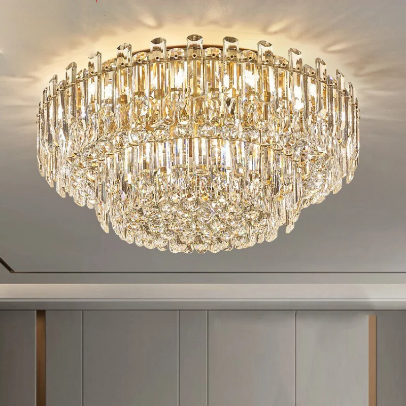 Luxury Crystal Chandelier Living Room Master Bedroom Modern Ceiling Light Simple Round Rectangle Dining Room Lighting Fixtures