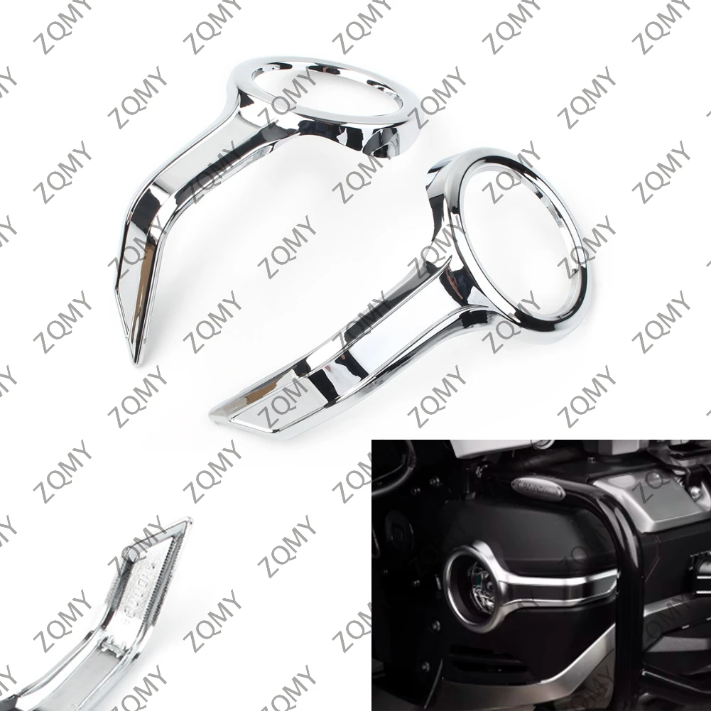 2Pcs Chorme Motorcycle Front Fog Lamp Bezel Trim Rings Decorative For Honda GL1800 Goldwing 2018 2019 2020 Gold Wing GL 1800