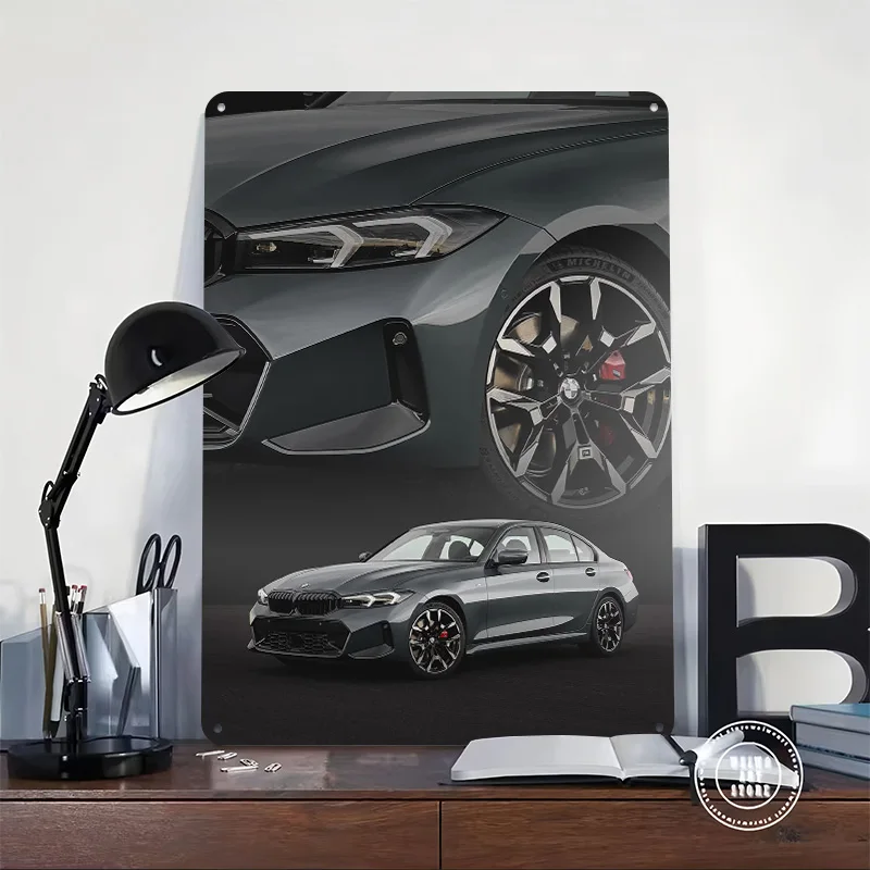 Sports Car 3 Series Sedan Poster Customized Vintage Metal Signs Wall Art Retro Tin Plaque for Garage Living Room Decorations