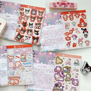 Sanrio Kuromi Melody Sticker, Hello Kitty Book of Cartoon Goo Card, Kawaii Label, Handdekorationskonto für Mädchen anwesend, 450pcs 10 Hauptverkaufsaufkleberbibliothek - №9