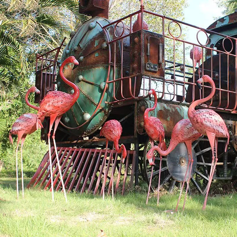 

Flamingo Decoration Wedding Props Simulated Animal Sculpture Iron Garden Ornaments Outdoor Home Decor Accessories