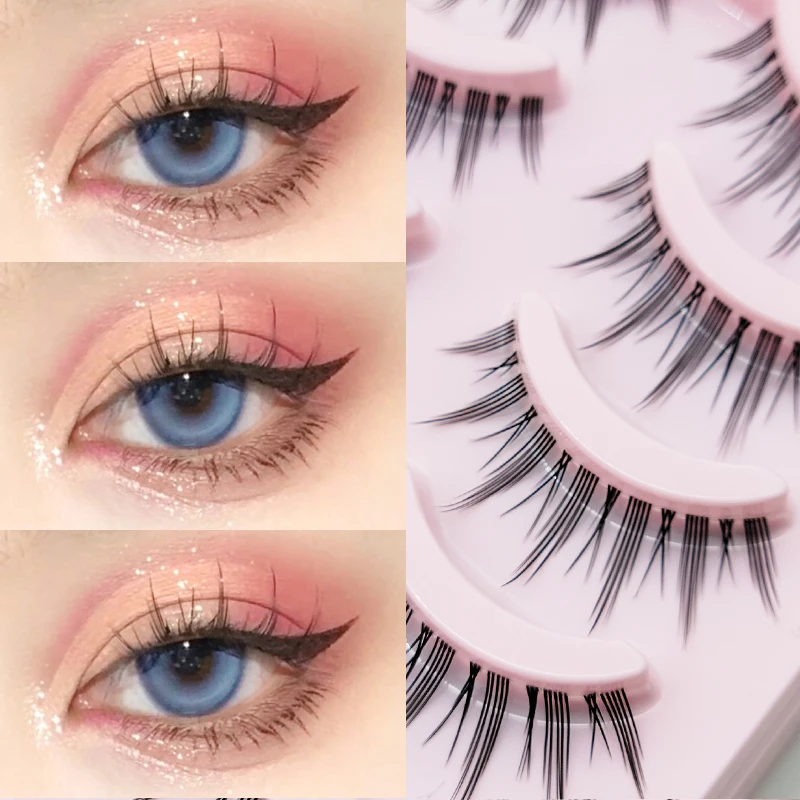 5 paia 3D Faux Mink Lashes Natural Long Soft ciglia finte wispy premade russian Natural Fluffy ciglia finte