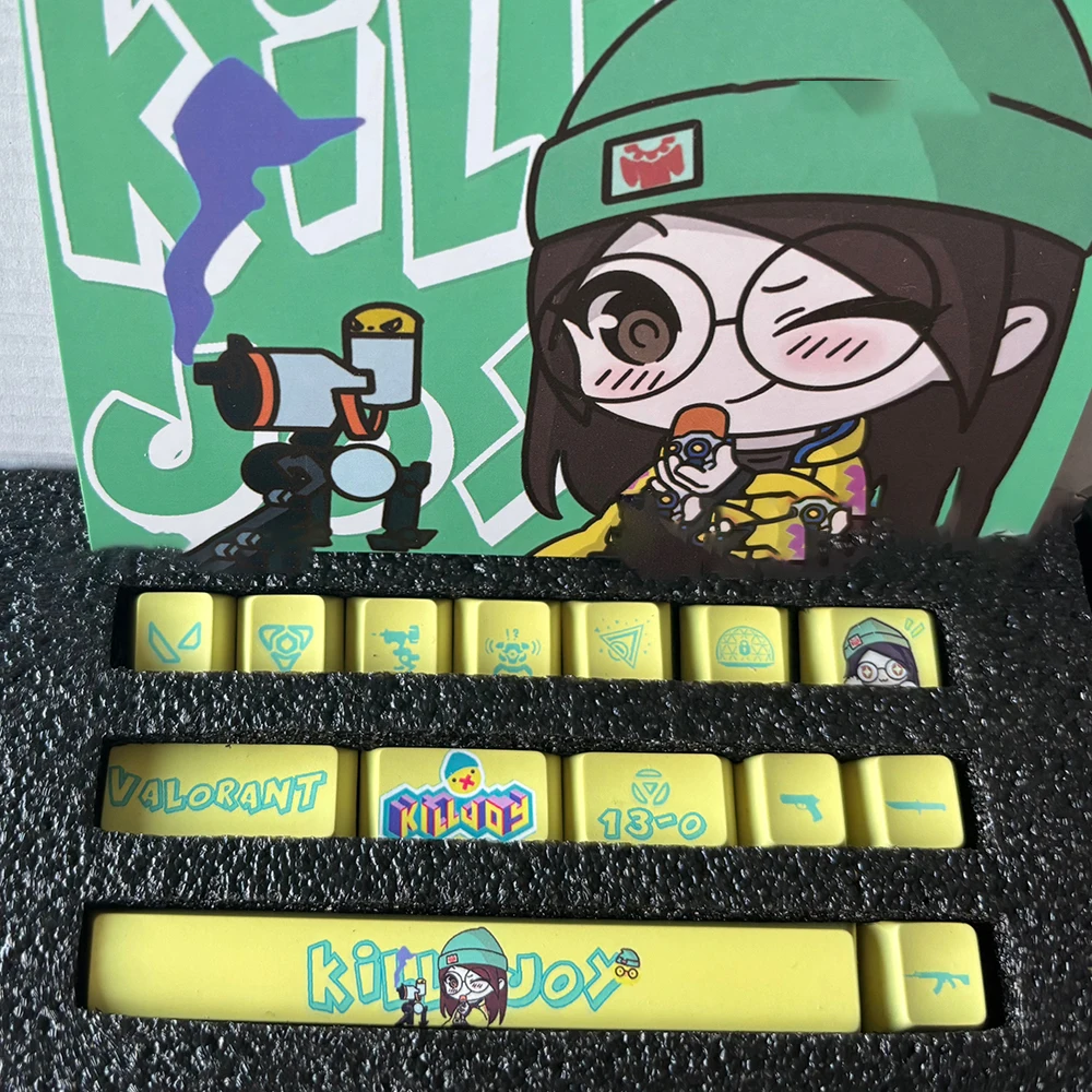 14 keys Valorant keycaps Cherry Profile Mini Set PBT Dye Sublimation Keycaps anime For Mx Switch Gamer Keyboard Accessories Neon